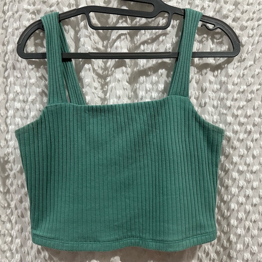 American Eagle Green Ribbed Crop Top